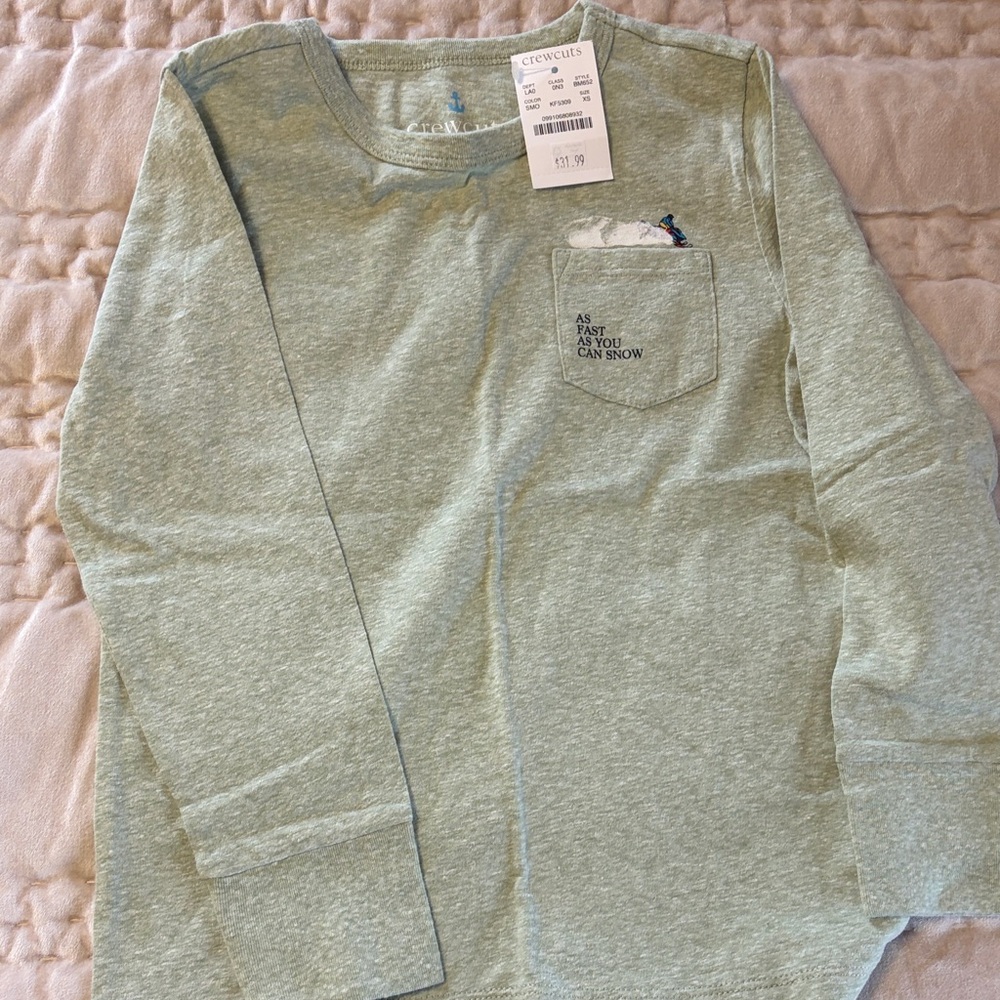 Crewcuts Kids Light Green Long Sleeve Tee